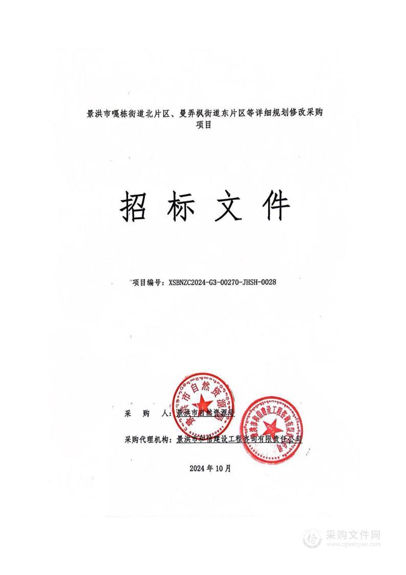 景洪市嘎栋街道北片区、曼弄枫街道东片区等详细规划修改采购项目