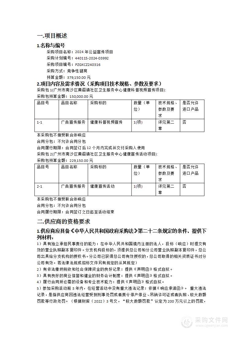 2024年公益宣传项目