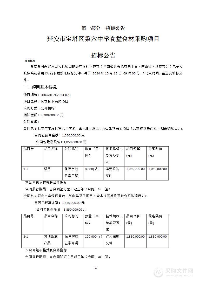 食堂食材采购项目