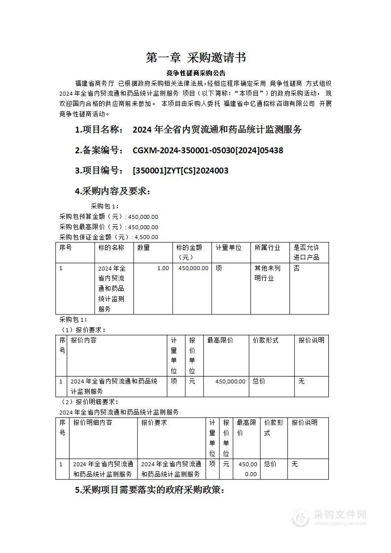 2024年全省内贸流通和药品统计监测服务