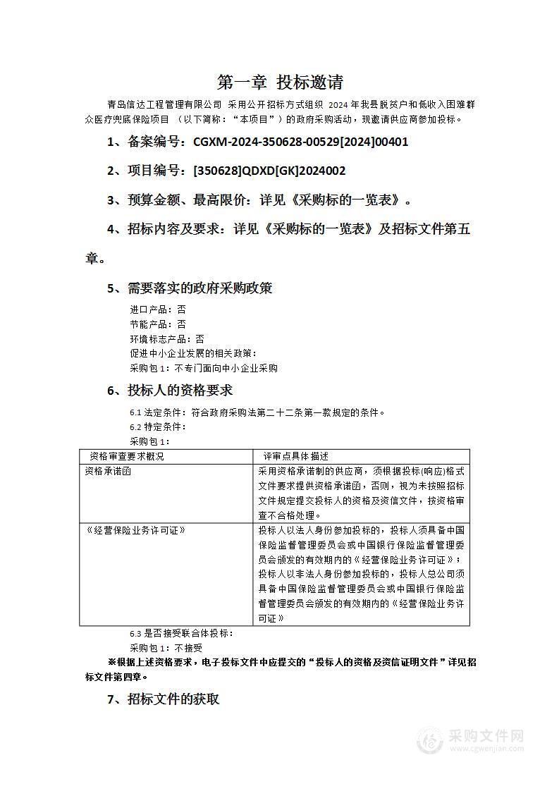 2024年我县脱贫户和低收入困难群众医疗兜底保险项目