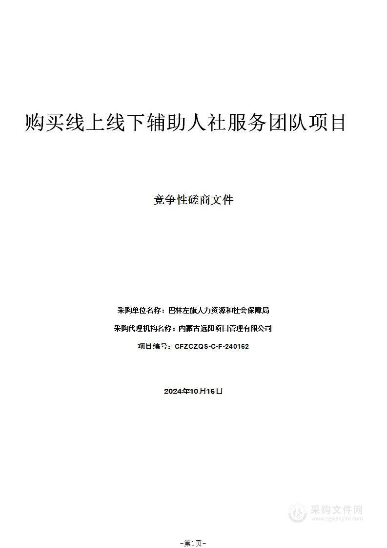 购买线上线下辅助人社服务团队项目