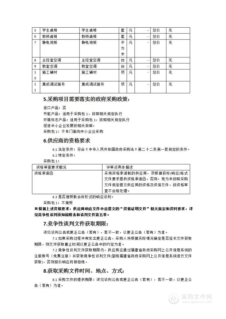 漳州技师学院教学机房建设货物类采购项目