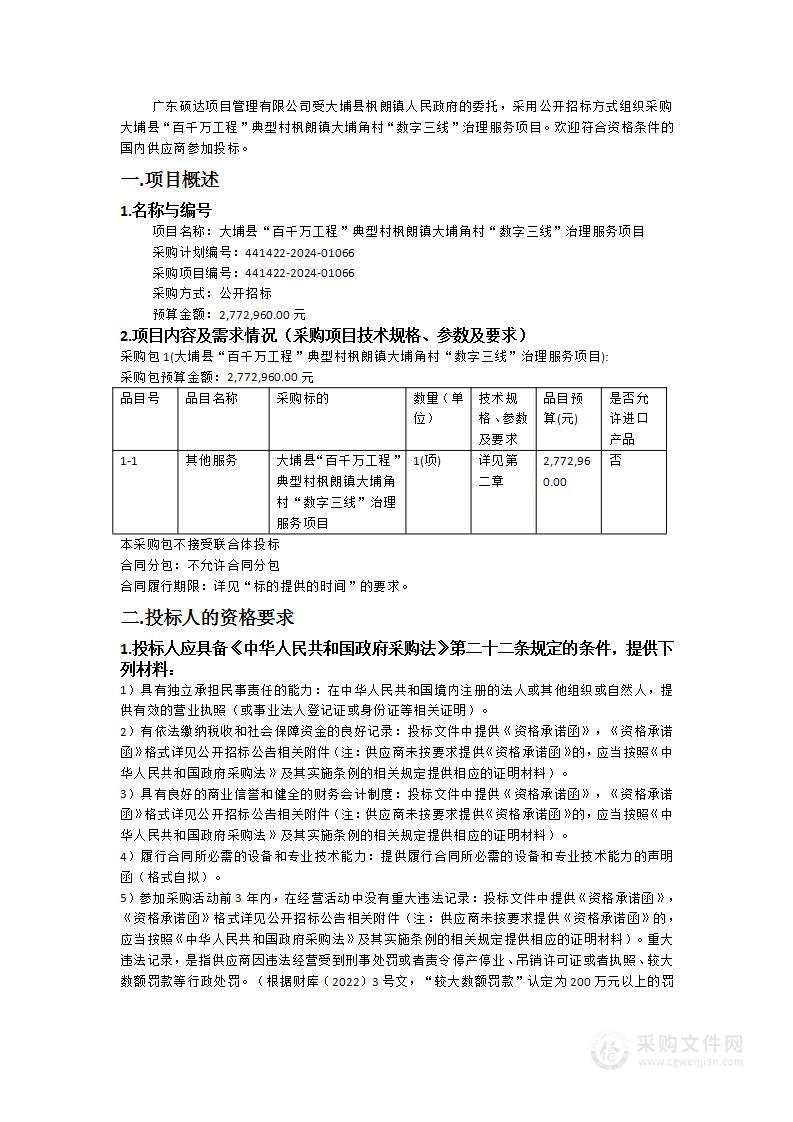 大埔县“百千万工程”典型村枫朗镇大埔角村“数字三线”治理服务项目