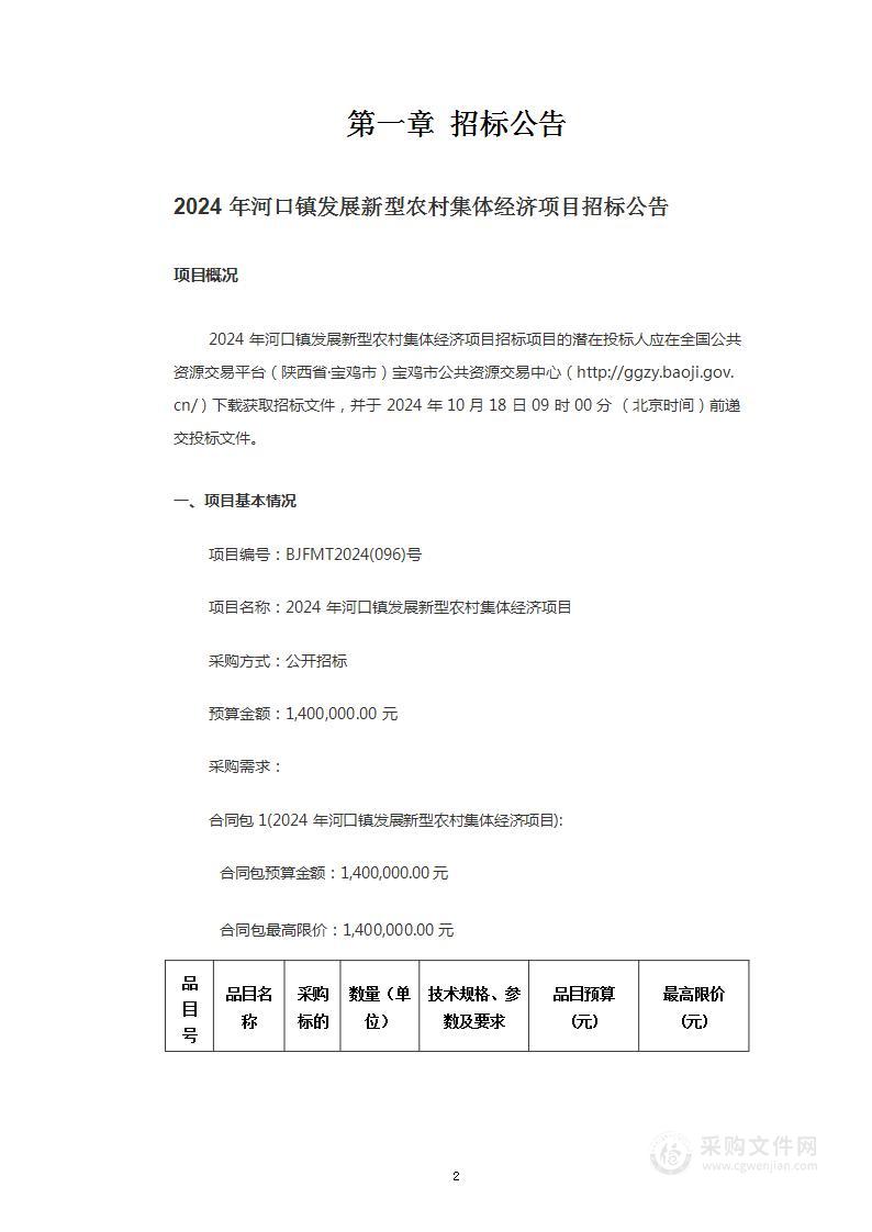 2024年河口镇发展新型农村集体经济项目