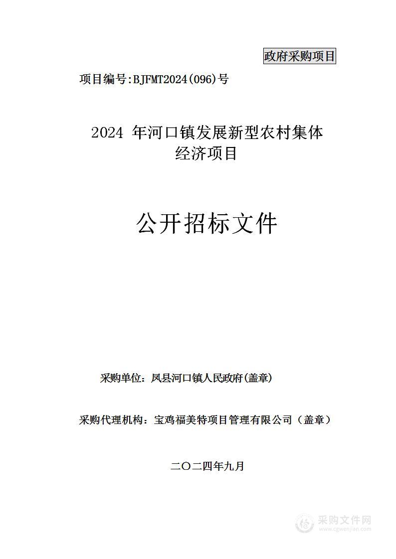 2024年河口镇发展新型农村集体经济项目