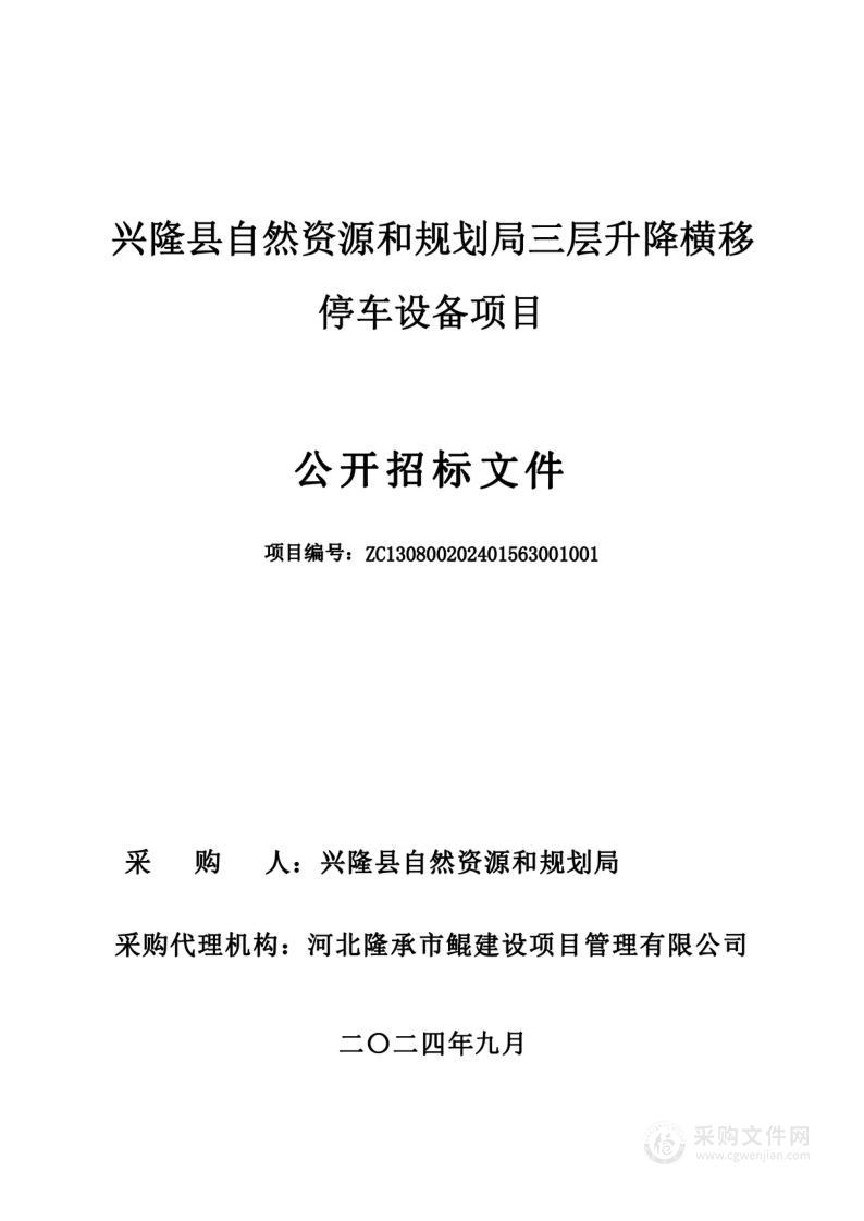 兴隆县自然资源和规划局三层升降横移停车设备项目