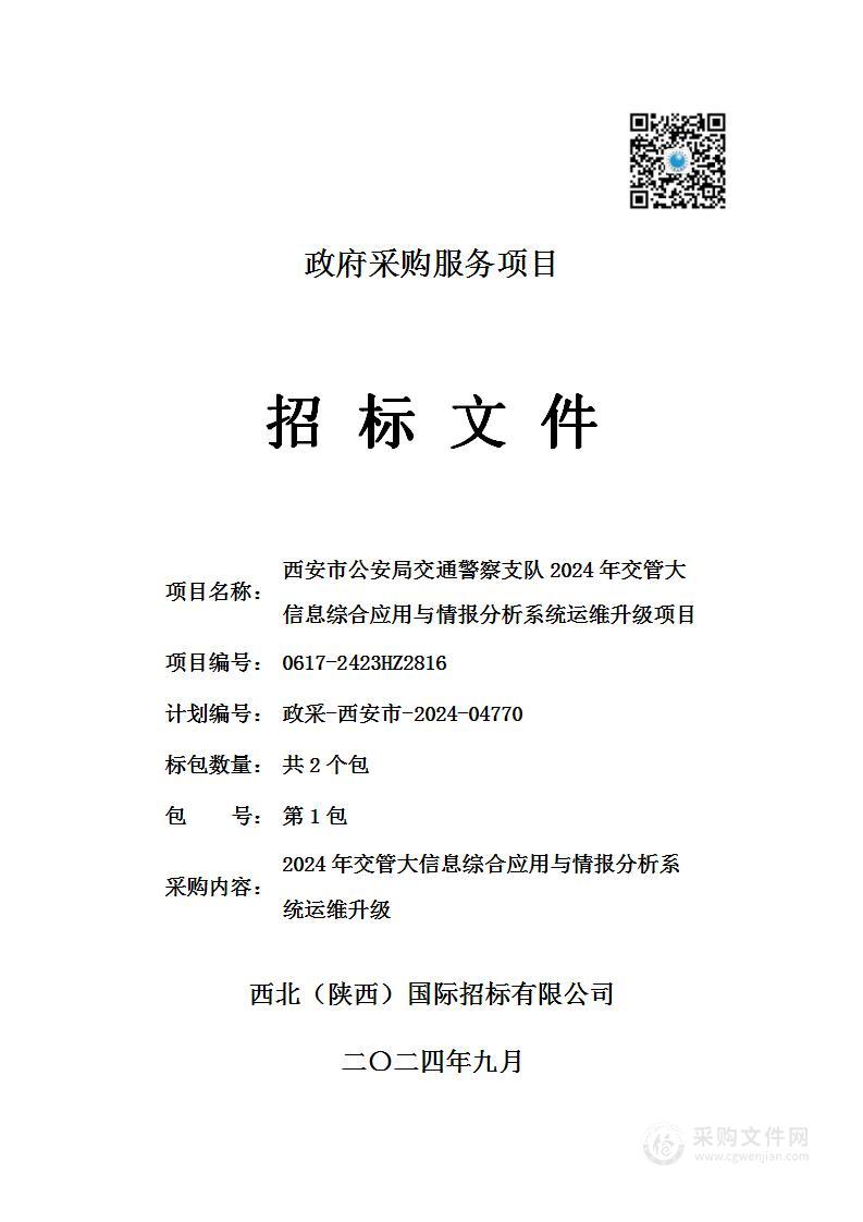 交管大信息综合应用与情报分析系统运维升级（第一包）