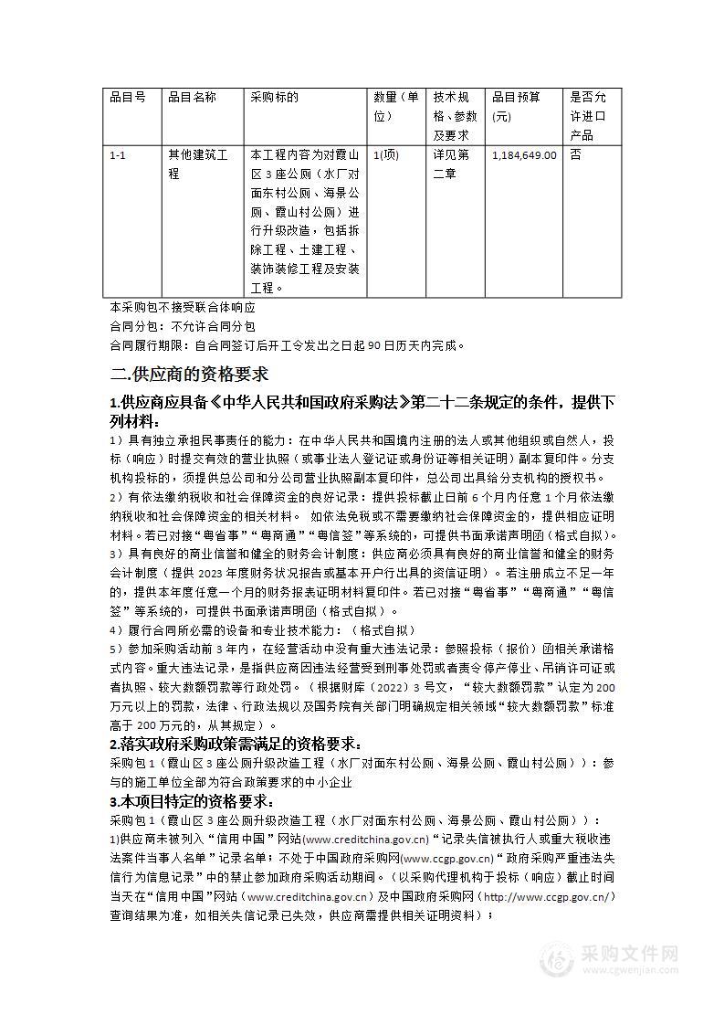 霞山区3座公厕升级改造工程（水厂对面东村公厕、海景公厕、霞山村公厕）