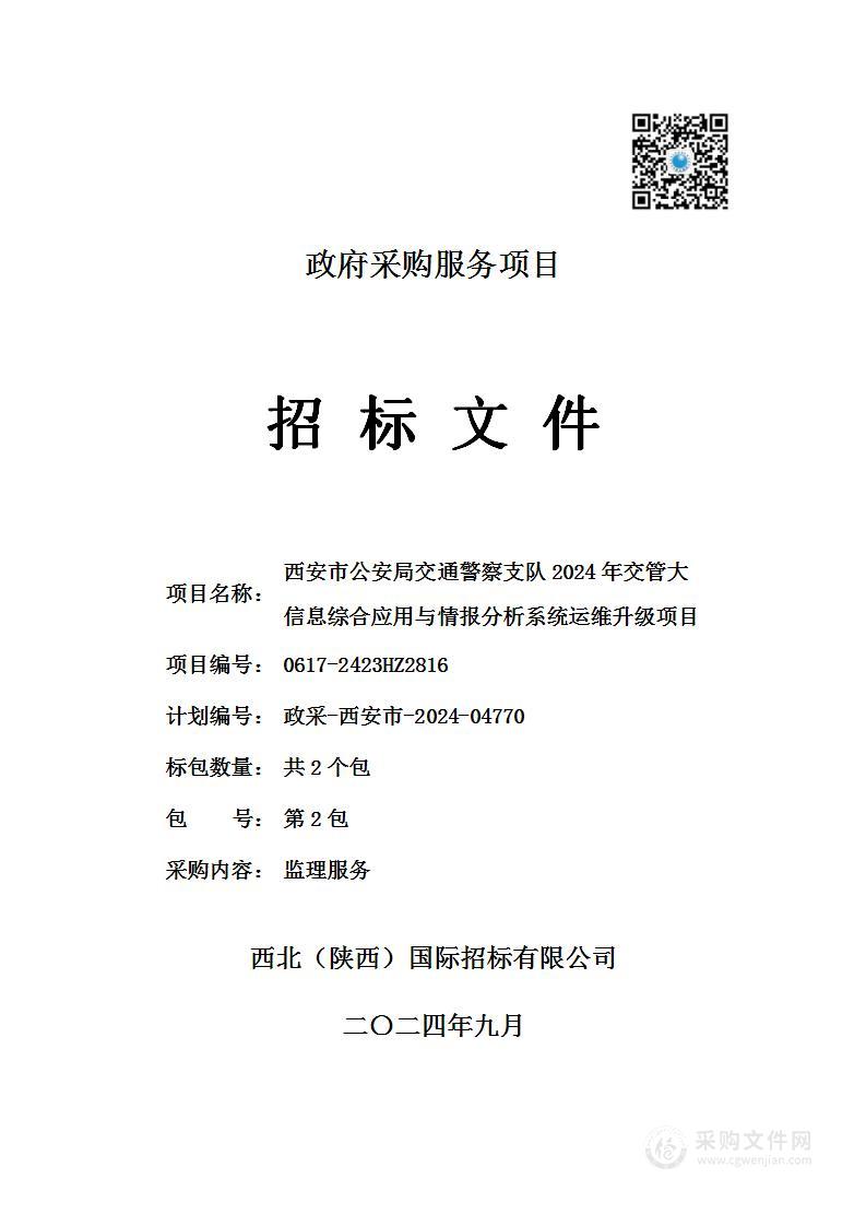 交管大信息综合应用与情报分析系统运维升级（第二包）