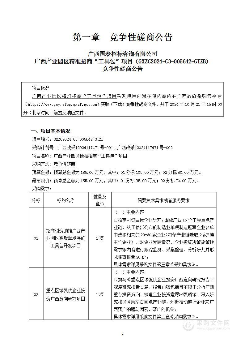 广西产业园区精准招商“工具包”项目