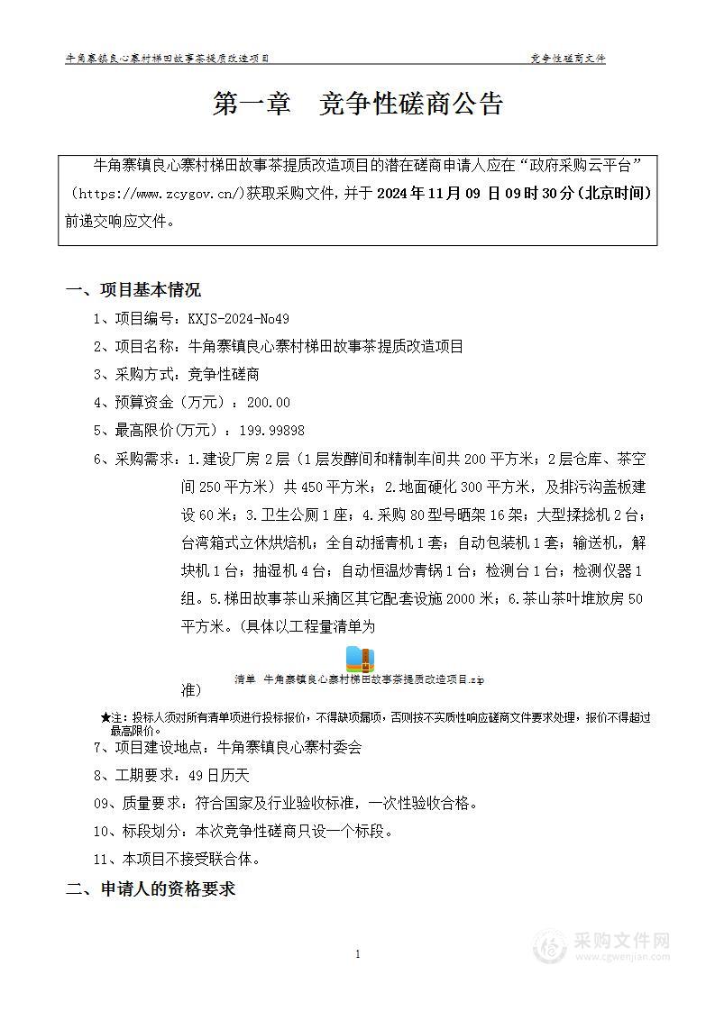 牛角寨镇良心寨村梯田故事茶提质改造项目