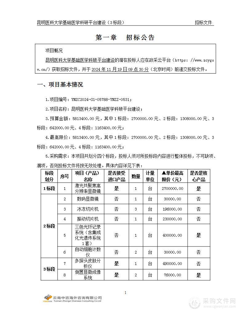 昆明医科大学基础医学科研平台建设（3标段）