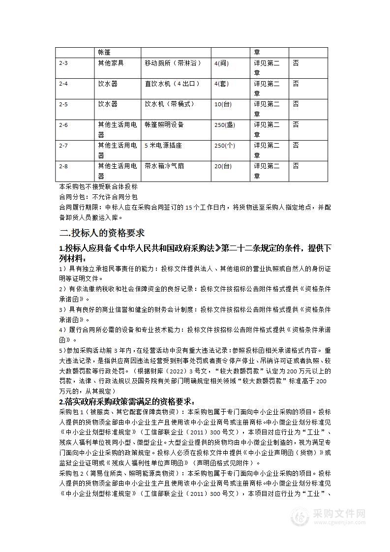 珠海市发展和改革局2024年度市级救灾物资采购