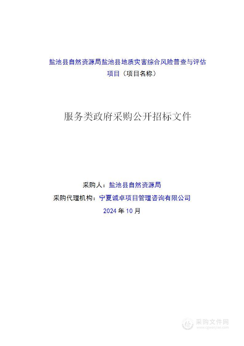 盐池县自然资源局盐池县地质灾害综合风险普查与评估项目