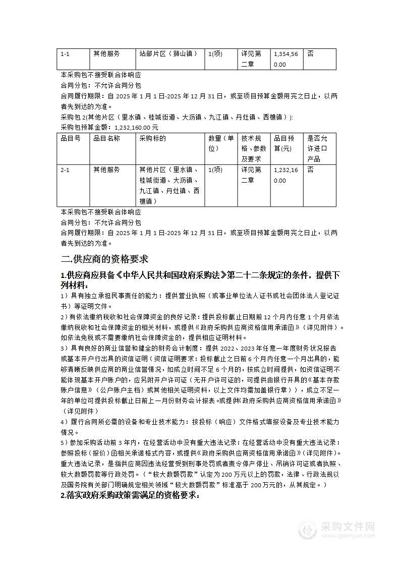 佛山市南海区公路管理站饭堂食材采购配送服务