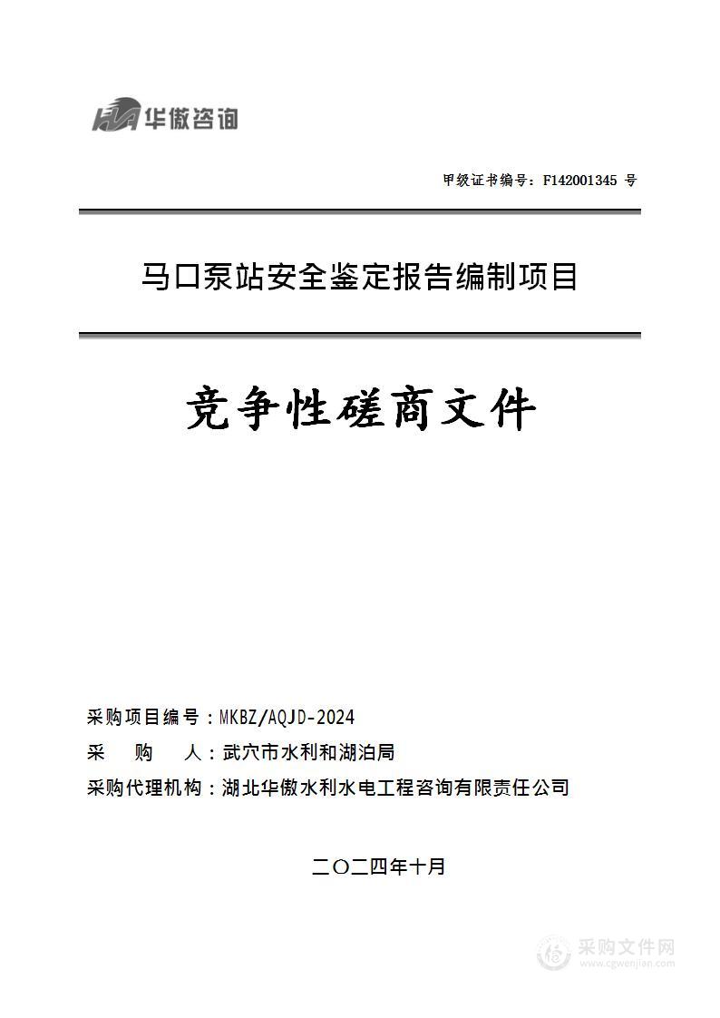 马口泵站安全鉴定报告编制项目