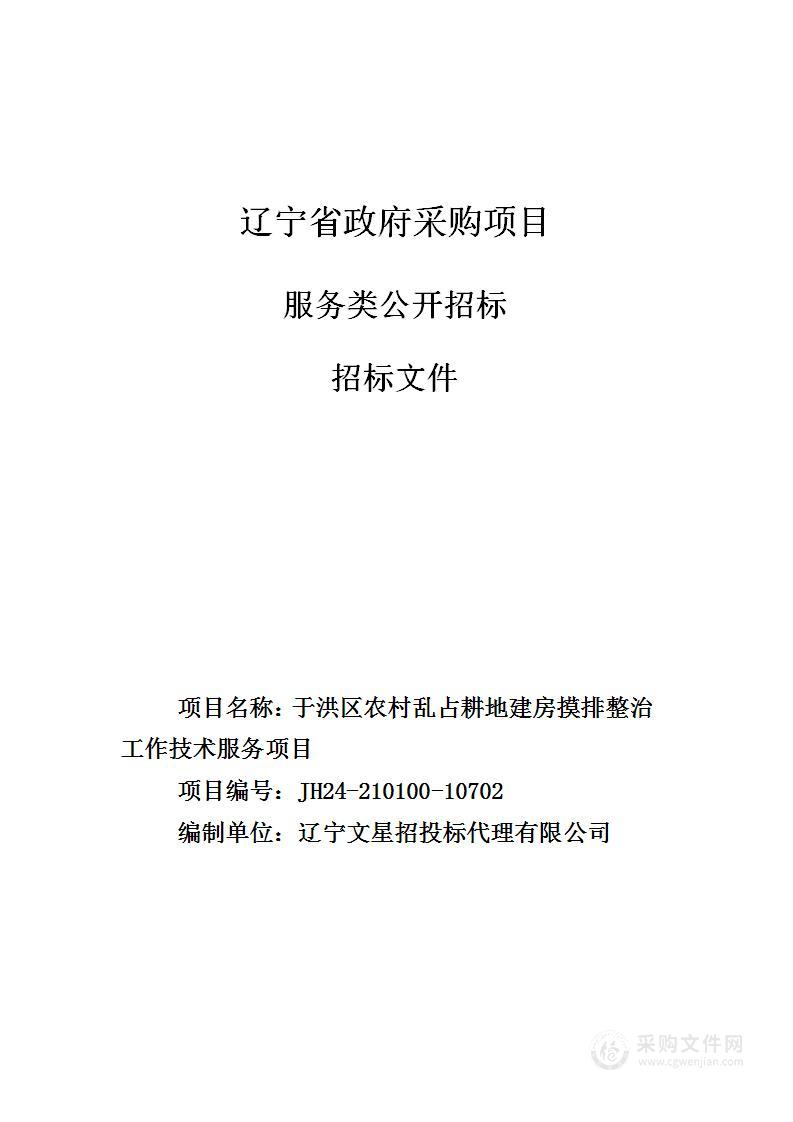 于洪区农村乱占耕地建房摸排整治工作技术服务项目