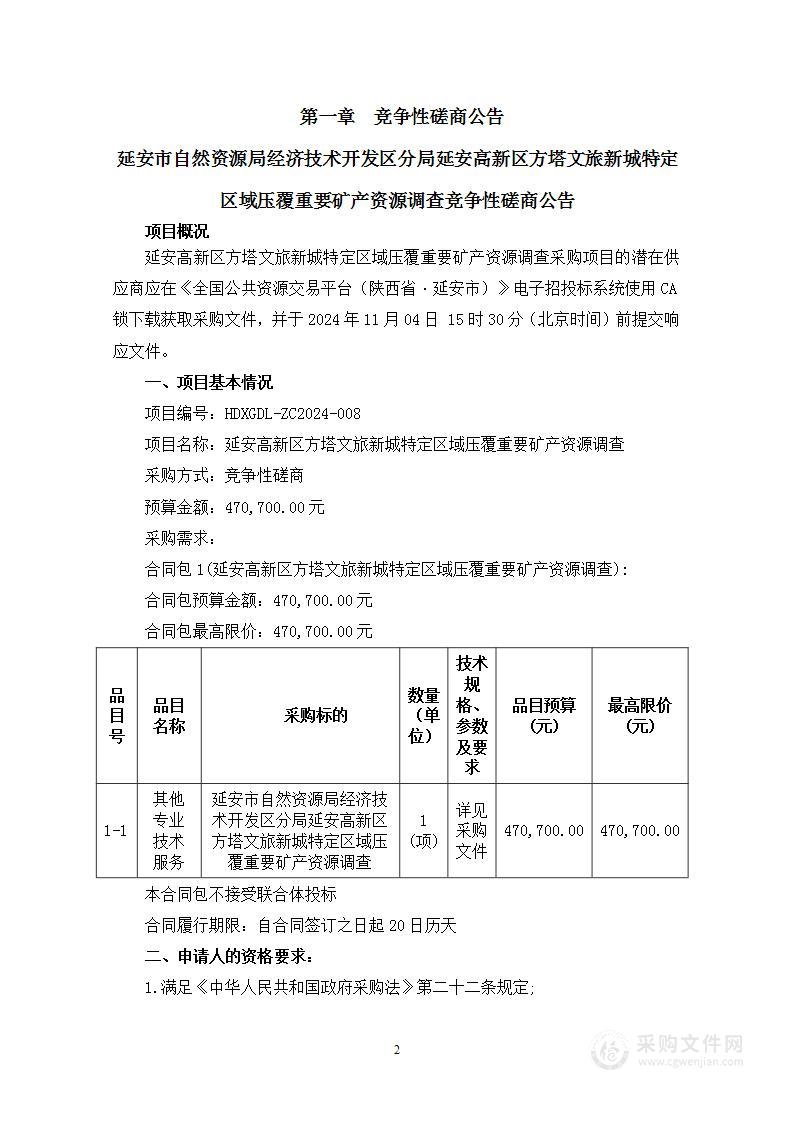 延安高新区方塔文旅新城特定区域压覆重要矿产资源调查