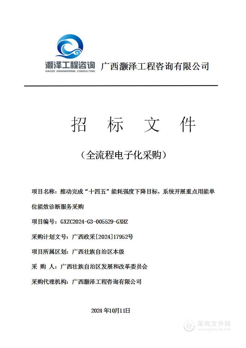 推动完成“十四五”能耗强度下降目标，系统开展重点用能单位能效诊断服务采购