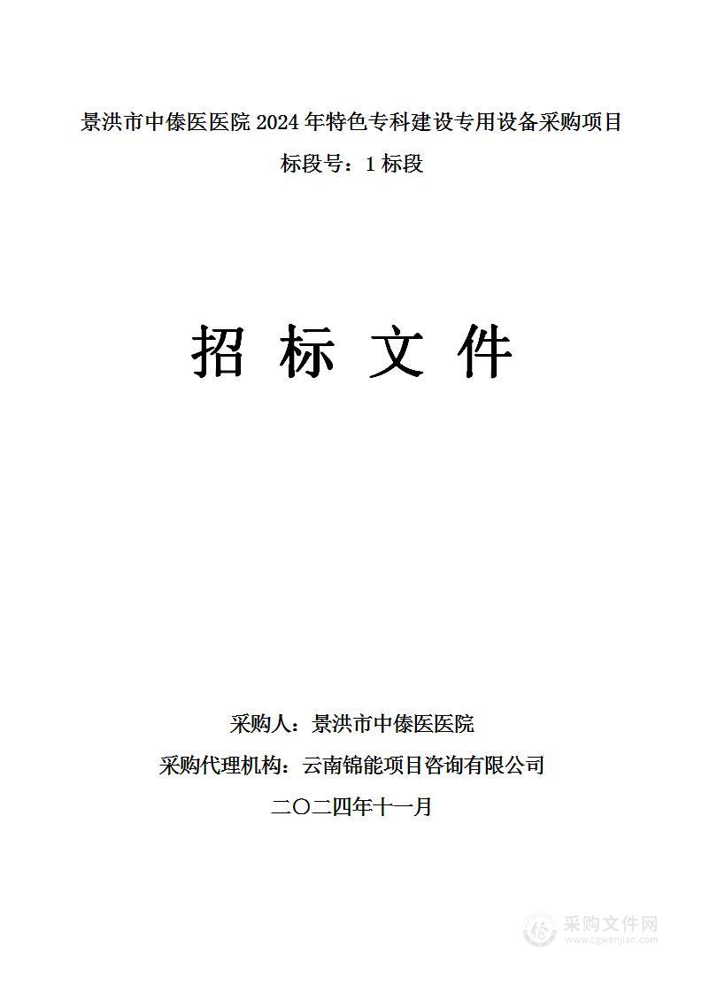 景洪市中傣医医院2024年特色专科建设专用设备采购项目（标段号：1标段）