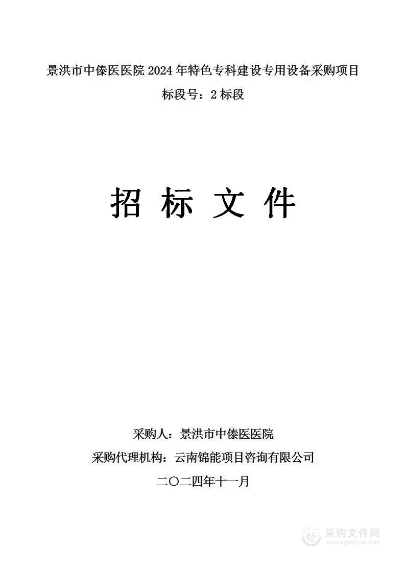 景洪市中傣医医院2024年特色专科建设专用设备采购项目（标段号：2标段）