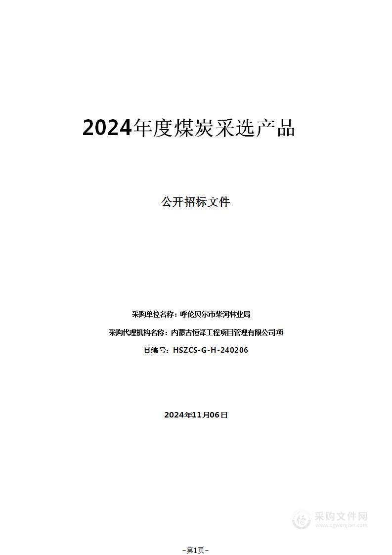 2024年度煤炭采选产品