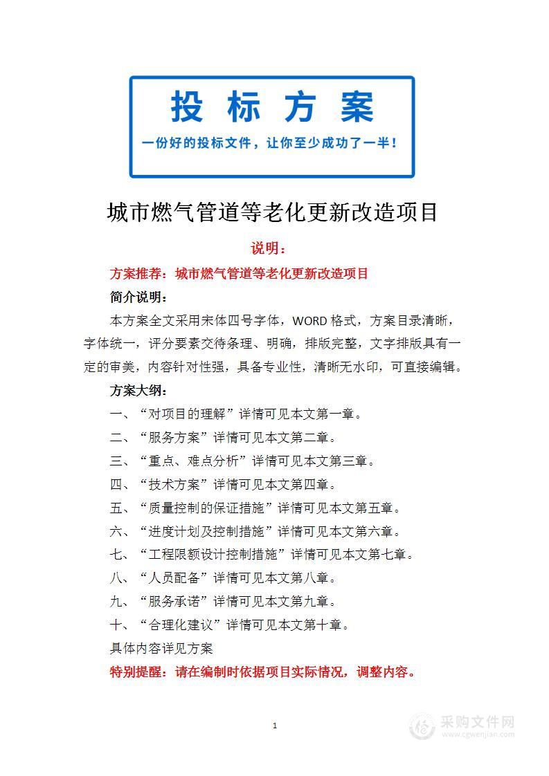 城市燃气管道等老化更新改造项目