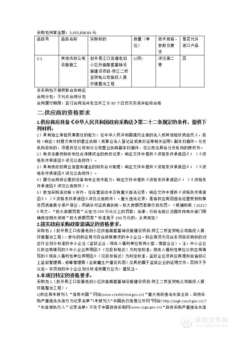 封开县江口街道老旧小区改造配套基础设施建设项目-贺江二桥至贺电公司路段人居环境整治工程