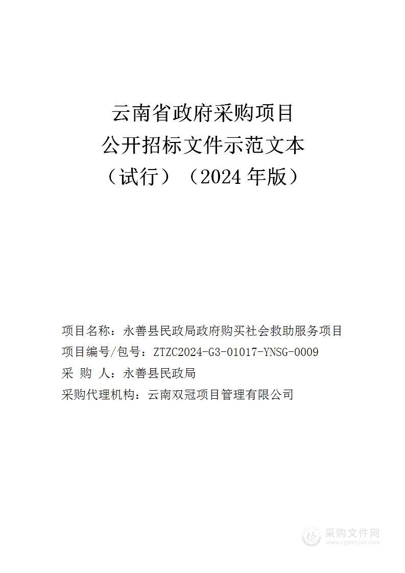 永善县民政局政府购买社会救助服务项目