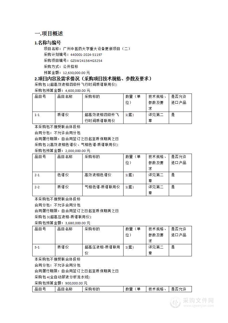 广州中医药大学重大设备更新项目（二）