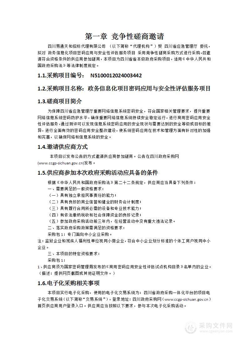 政务信息化项目密码应用与安全性评估服务项目