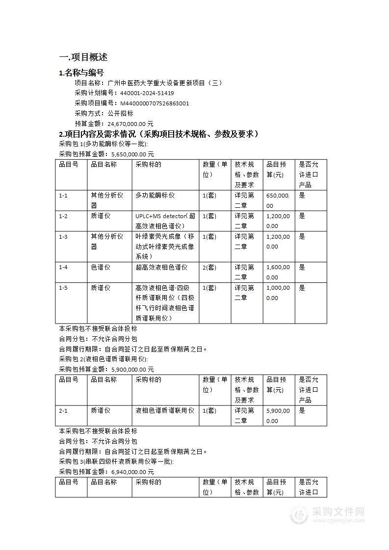 广州中医药大学重大设备更新项目（三）