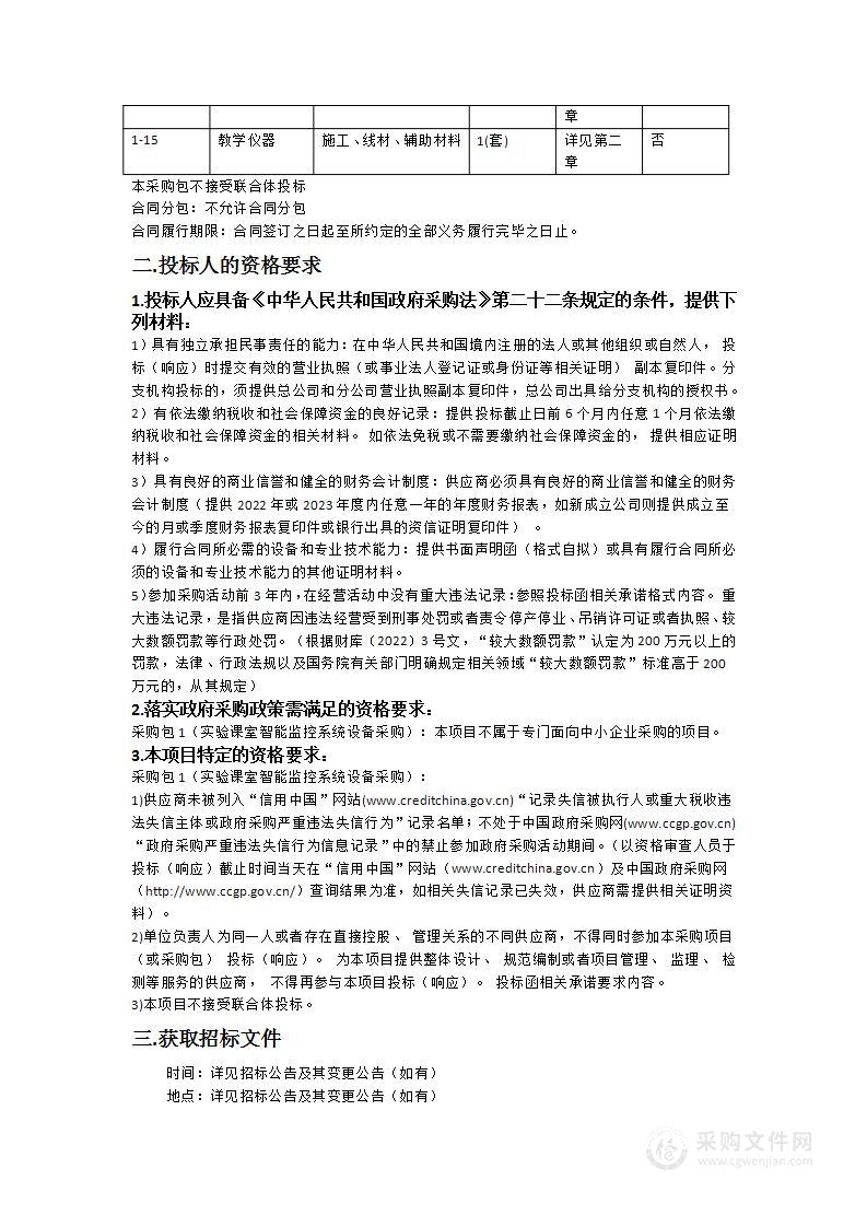 广东药科大学实验室与设备管理部实验课室智能监控系统设备采购项目