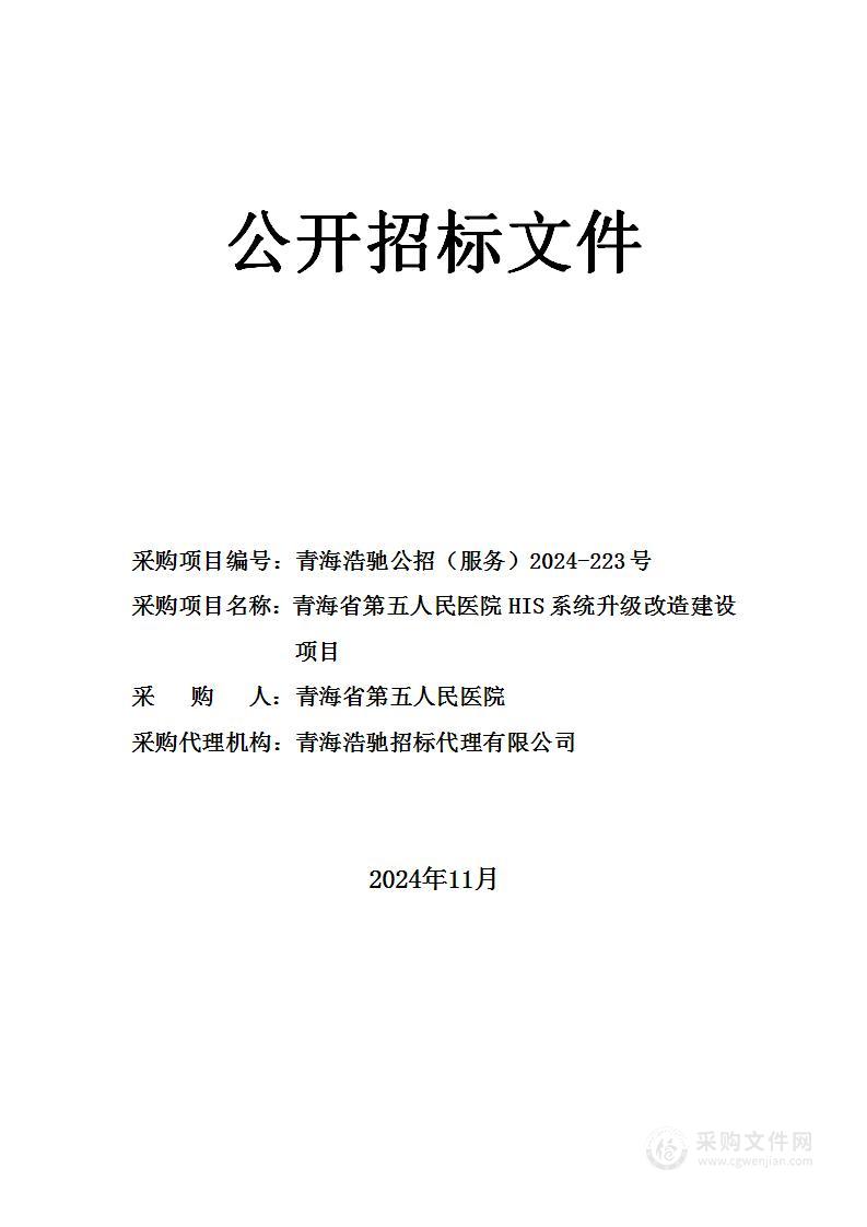 青海省第五人民医院HIS系统升级改造建设项目