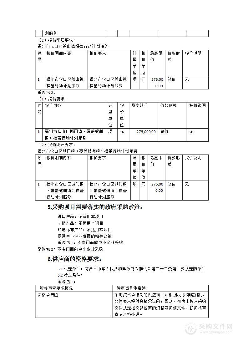 福州市仓山区“福蕾行动计划”服务项目