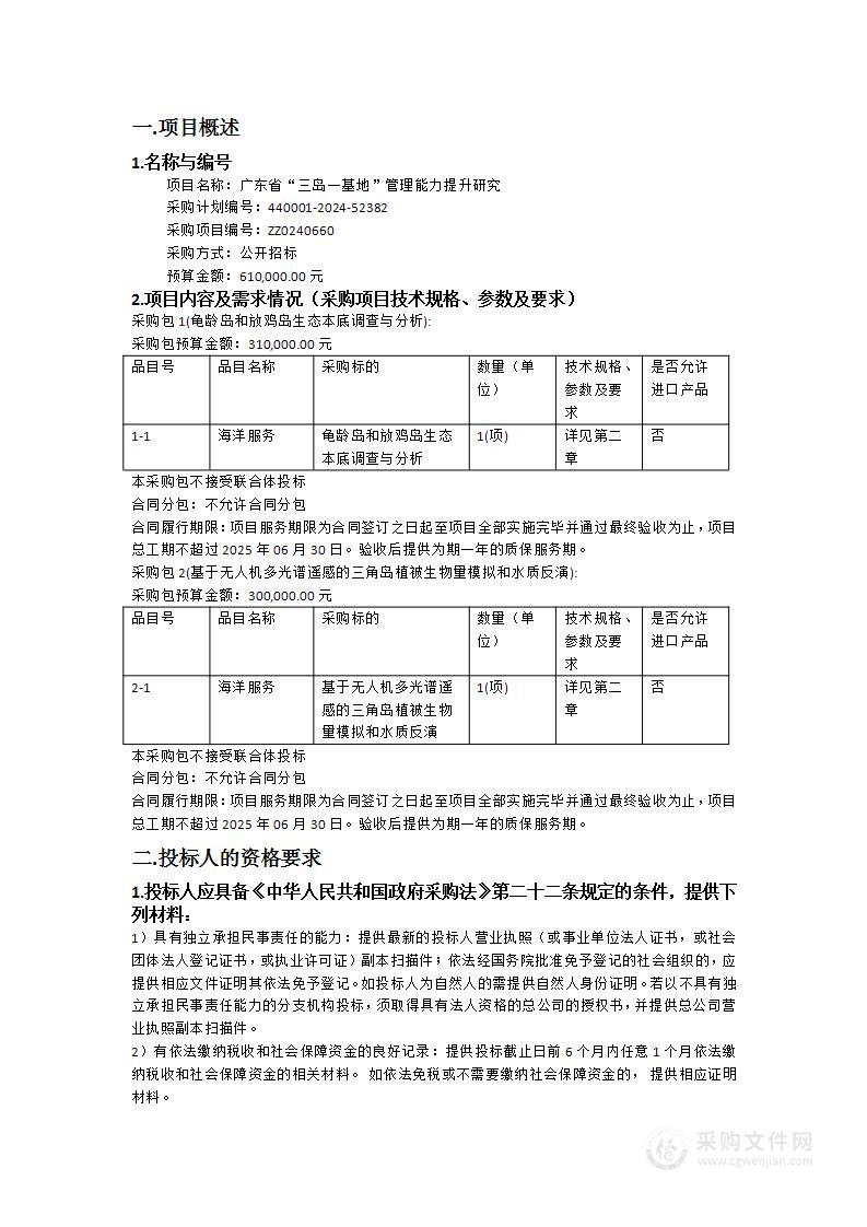 广东省“三岛一基地”管理能力提升研究