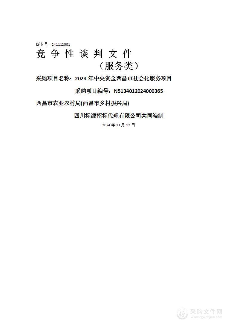 2024年中央资金西昌市社会化服务项目