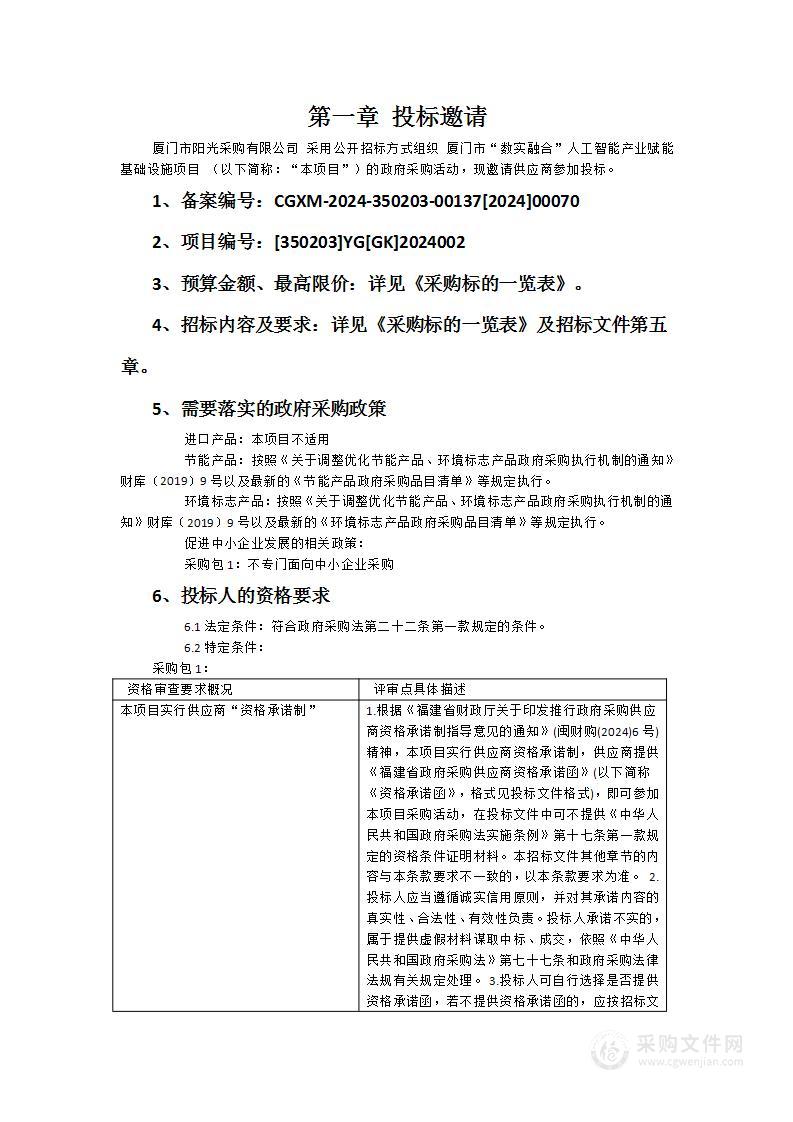 厦门市“数实融合”人工智能产业赋能基础设施项目