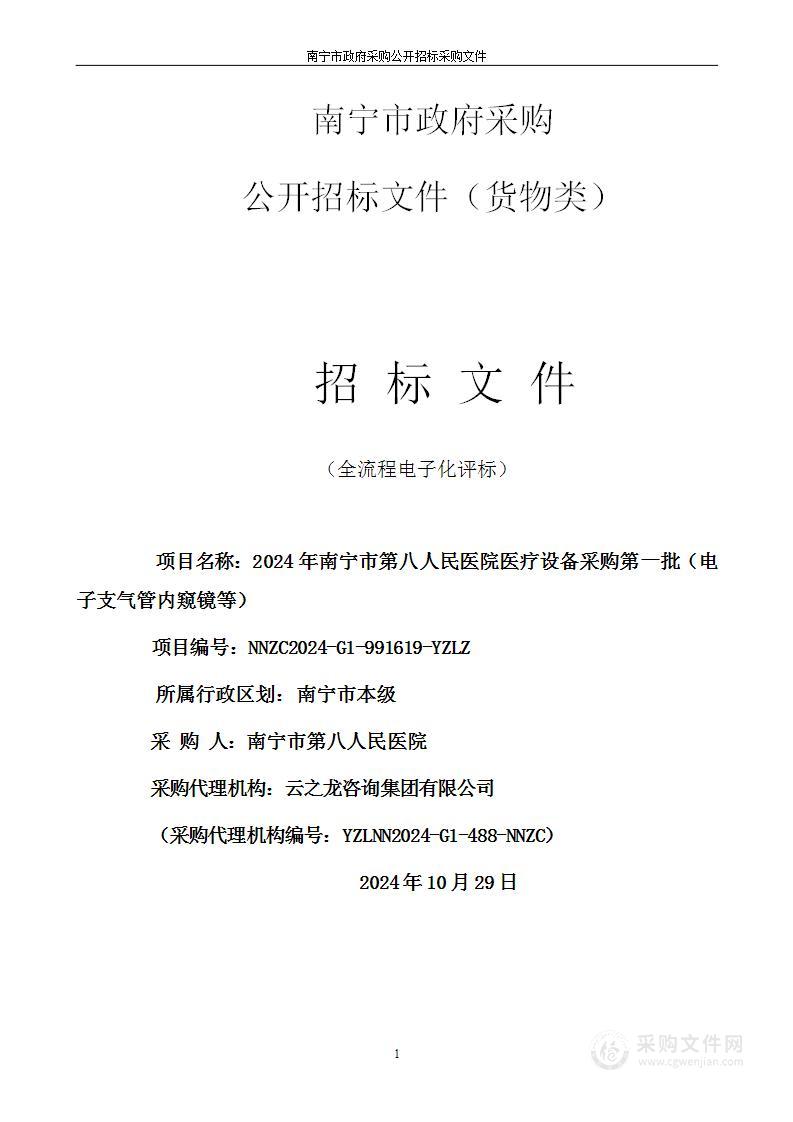 2024年南宁市第八人民医院医疗设备采购第一批（电子支气管内窥镜等）