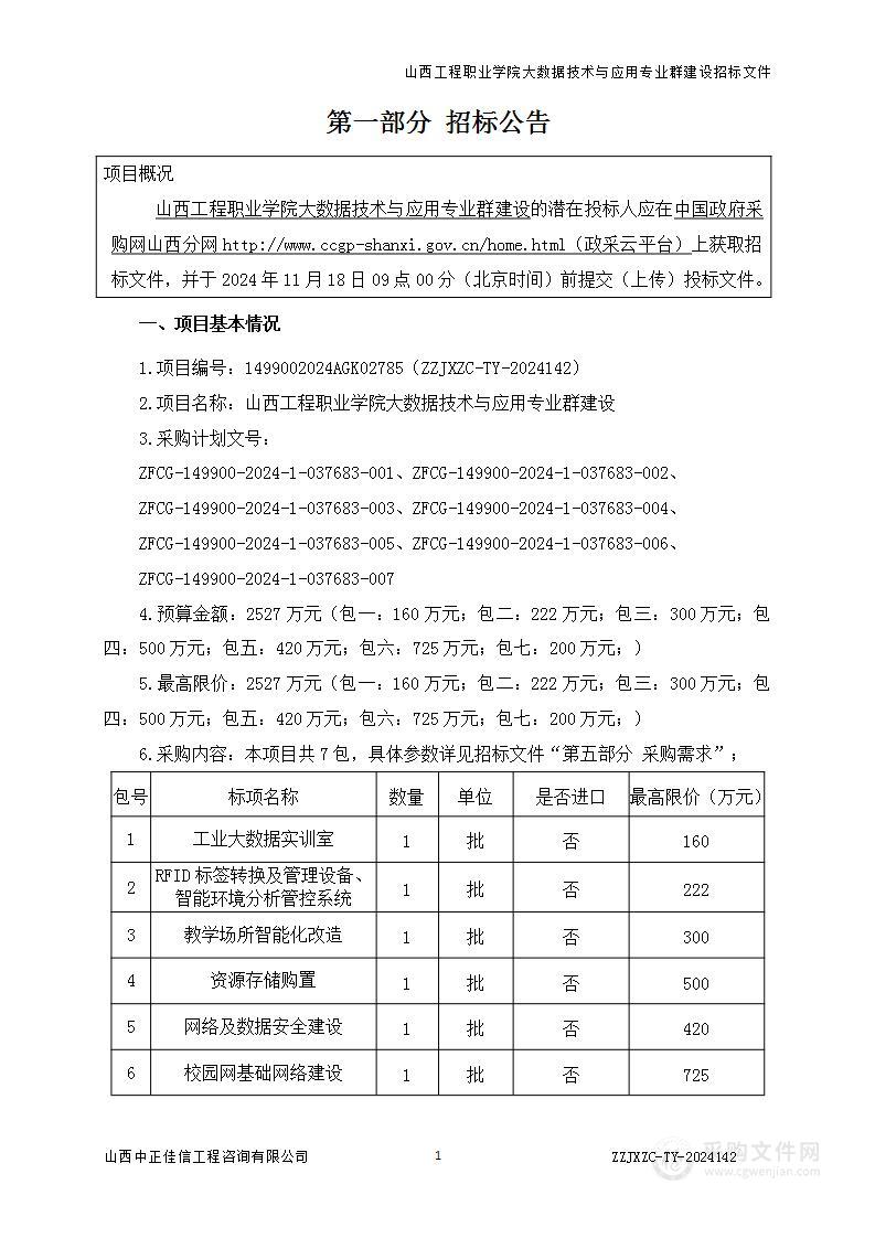 山西工程职业学院大数据技术与应用专业群建设