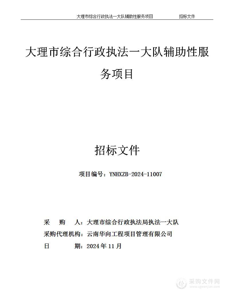 大理市综合行政执法一大队辅助性服务