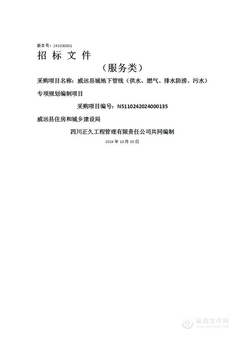 威远县城地下管线（供水、燃气、排水防涝、污水）专项规划编制项目