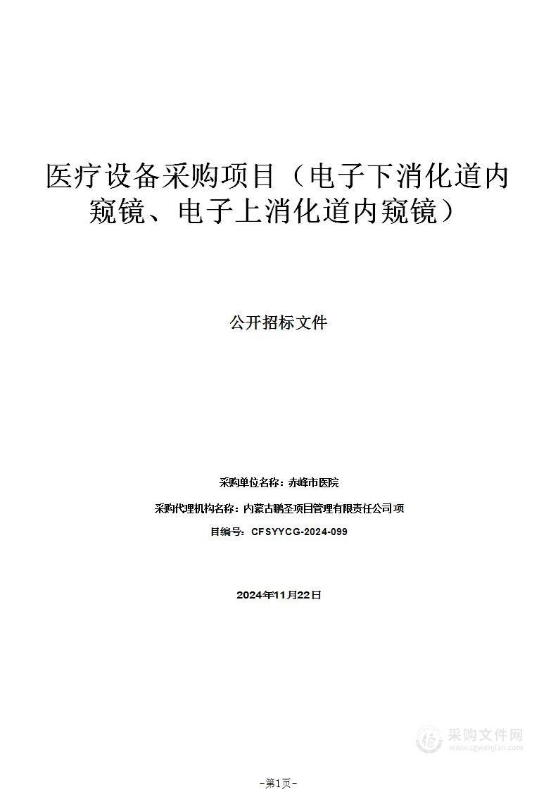 医疗设备采购项目（电子下消化道内窥镜、电子上消化道内窥镜）