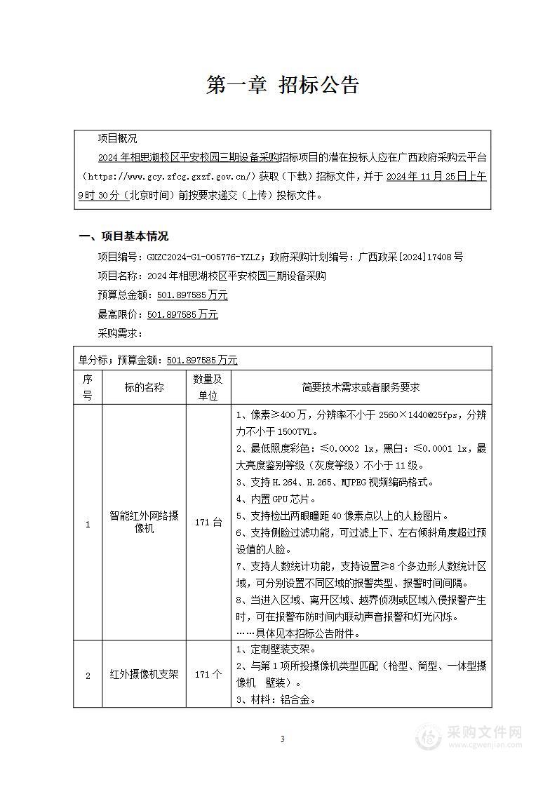 2024年相思湖校区平安校园三期设备采购