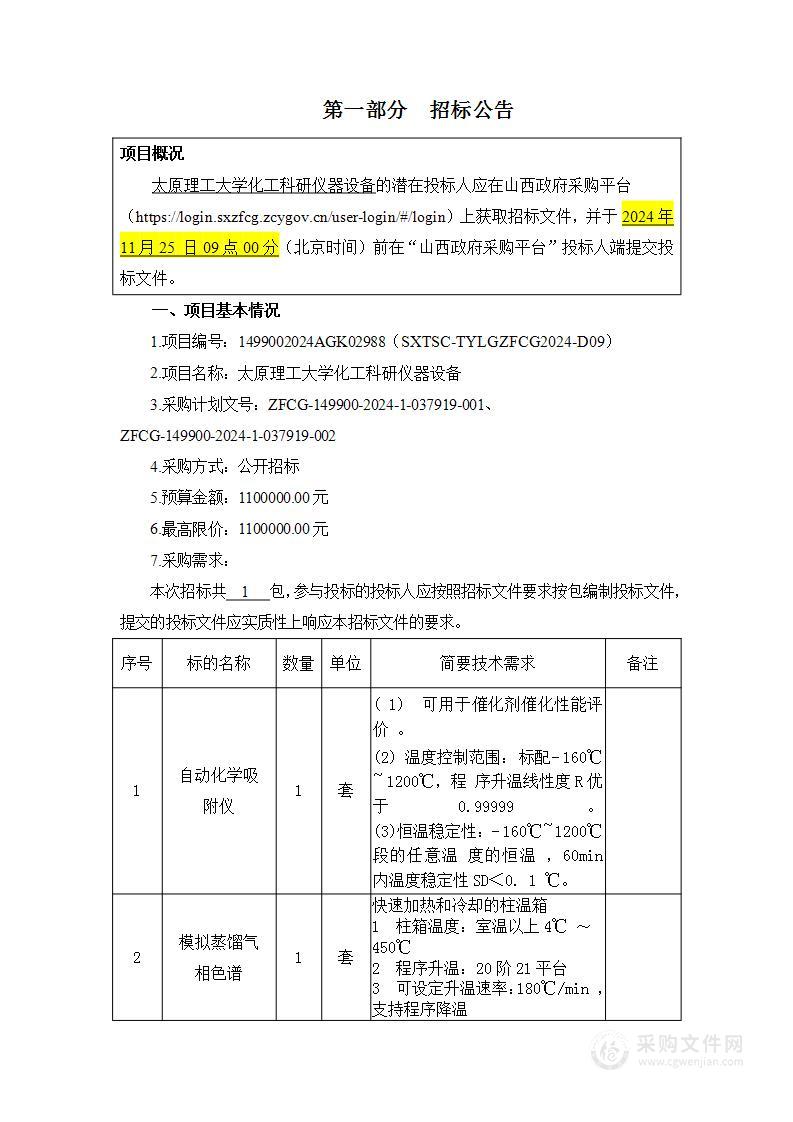 太原理工大学化工科研仪器设备