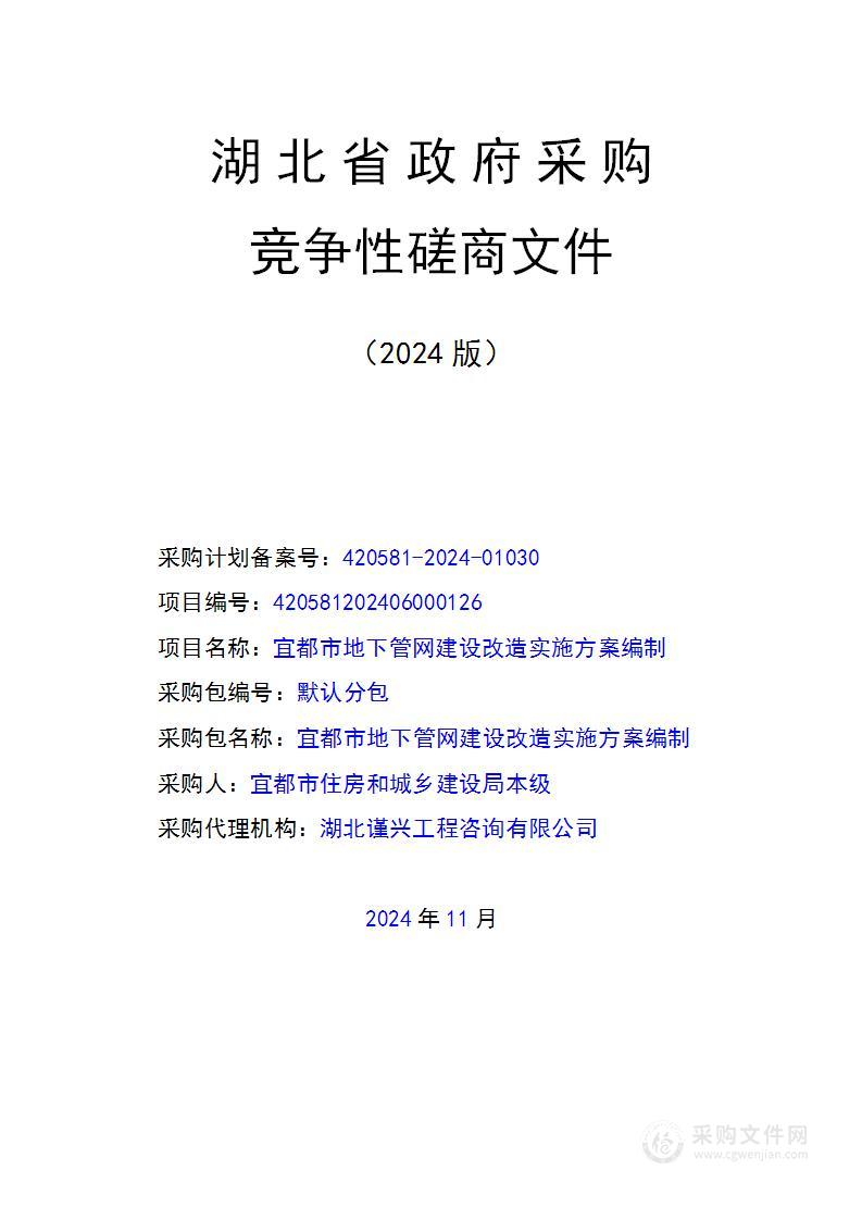 宜都市地下管网建设改造实施方案编制