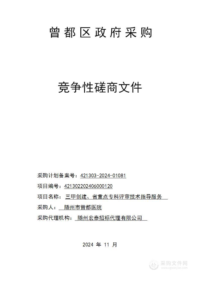 三甲创建、省重点专科评审技术指导服务