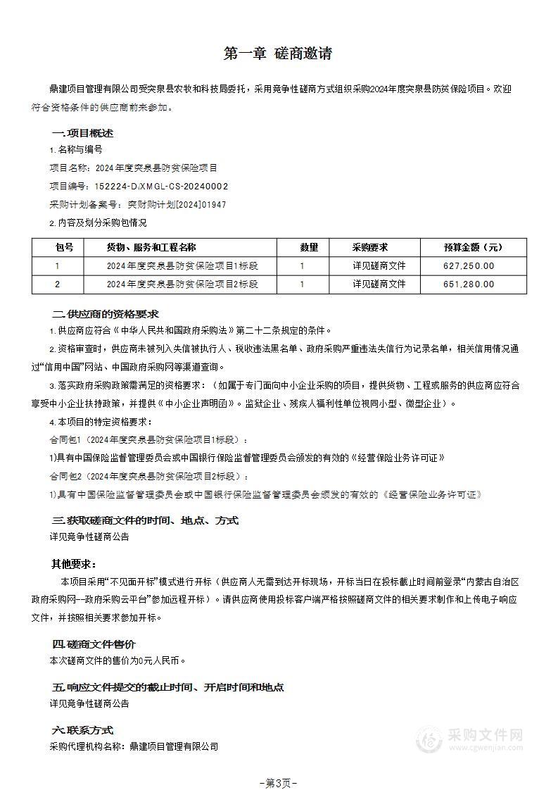 2024年度突泉县防贫保险项目