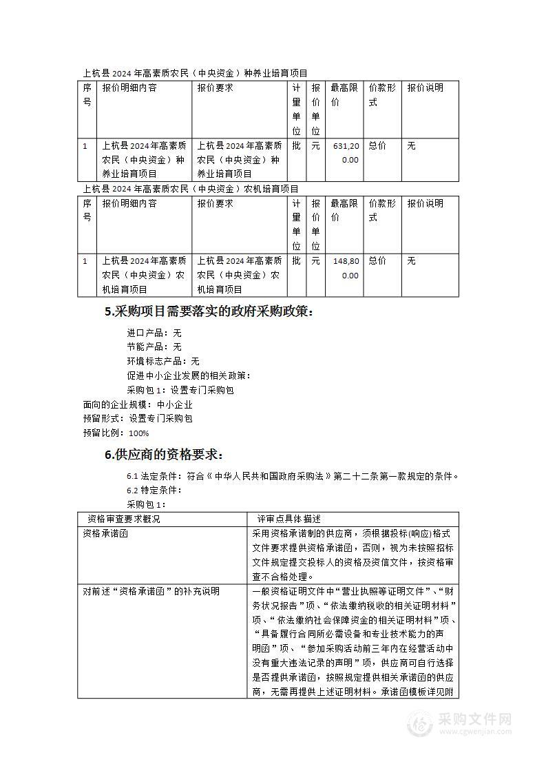 上杭县2024年高素质农民（中央资金）培育项目